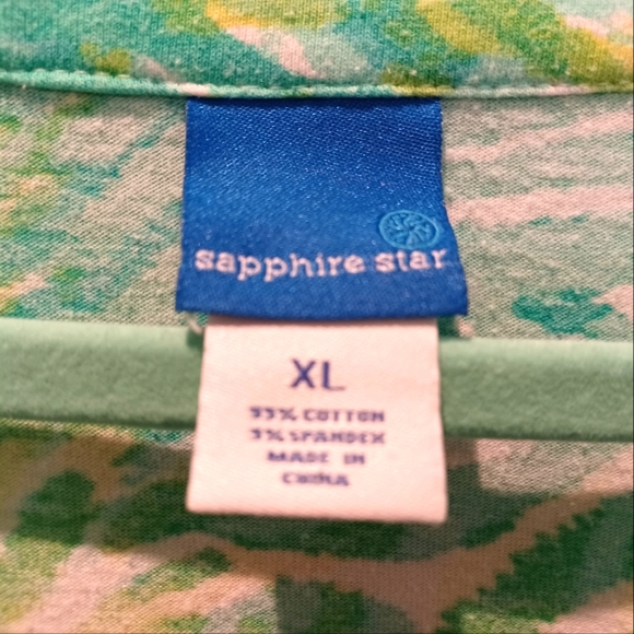 SAPPHIRE STAR RHINESTONE EMBELLISHED COTTON KNIT SPRING TOP! - Picture 3 of 3